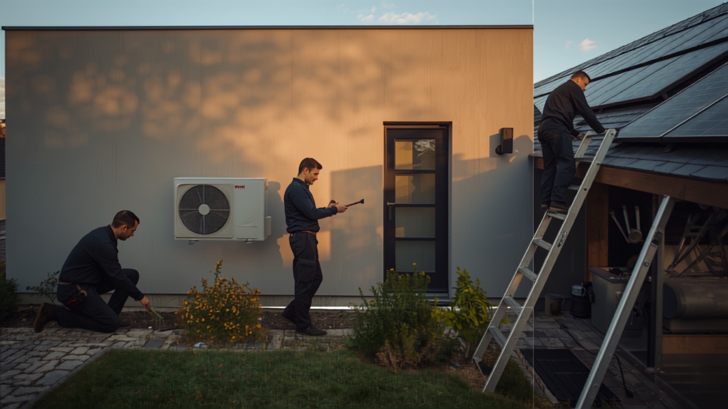 Handwerker bei Garten- und Landschaftsbau, SHK und Photovoltaik